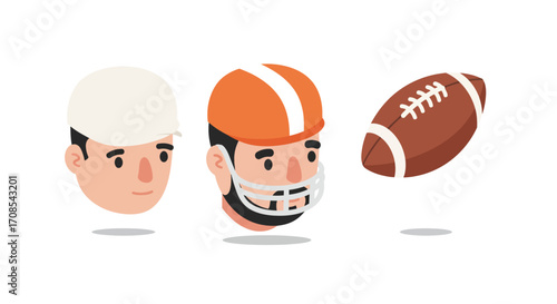Flat design sports transformation: baseball to football journey
