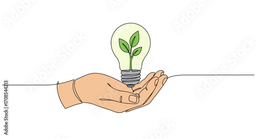 Innovative concept of eco-friendly solutions in continuous line art design