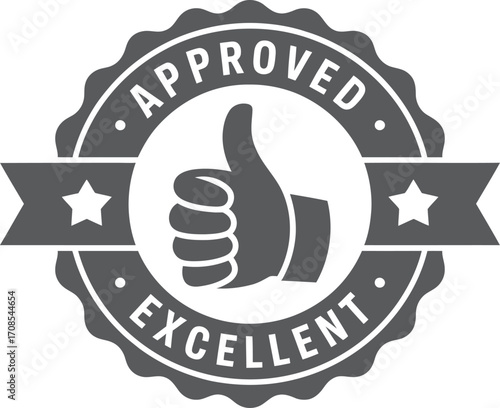 Approved stamp with thumbs up and excellent seal of approval