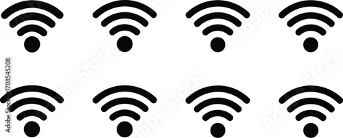 Multiple Wi-Fi signal icons arranged in a grid on a white background, representing connectivity