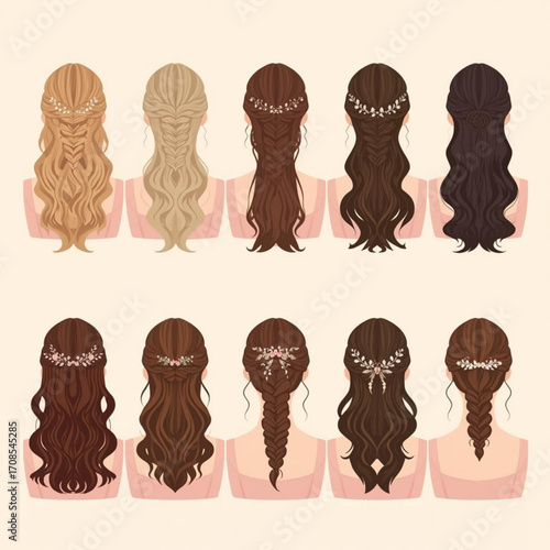 Diverse Hairstyles For Women With Floral Adornments