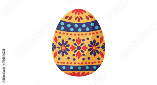 Colorful decorative easter egg with floral and geometric patterns