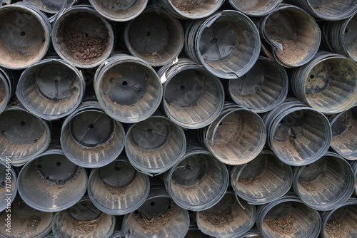 stack of plastic  pots