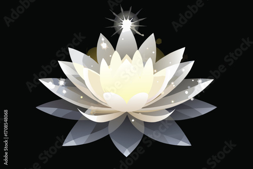 Illuminated lotus flower symbolizing enlightenment and purity