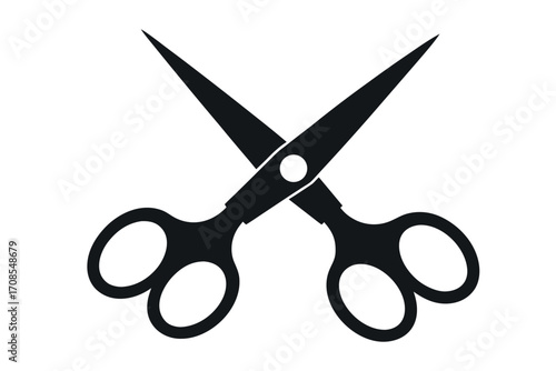 Vector illustration of scissors, Haircut and trimming tool, Silhouette icon isolated