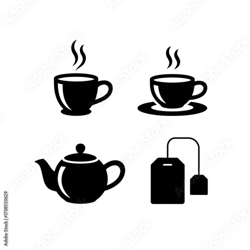 Tea Cups and Teapot Minimal Icon