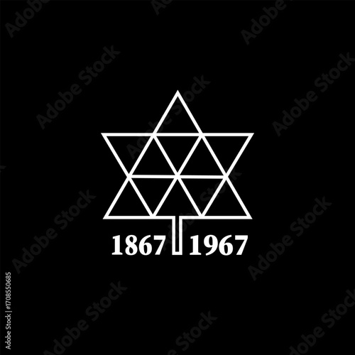 Elegant 1867-1967 Star of David Vector Illustration Isolated on Transparent Background Design