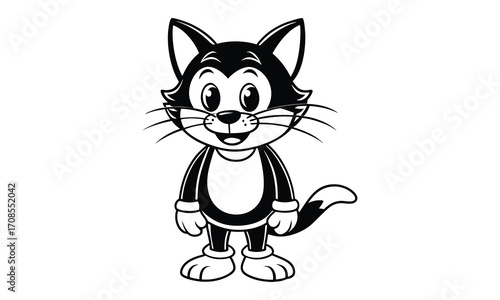 Felix Cat, kids line art doodle pattern design t shirt silhouette and vector, intricate line art design, relaxing printable, high-quality illustration for stress relief, art therapy activity.