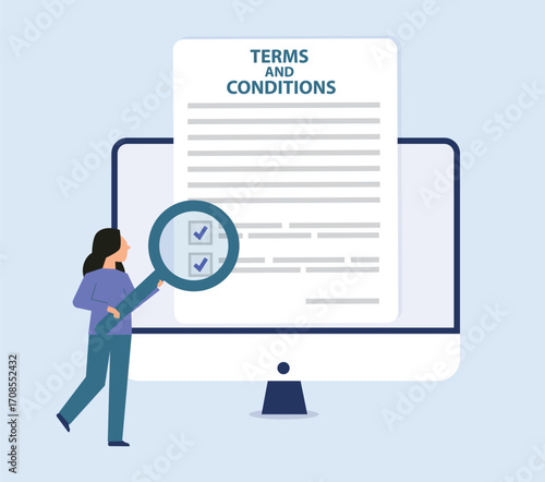 Terms and conditions legal concept. Character checking form and agree with the terms and conditions