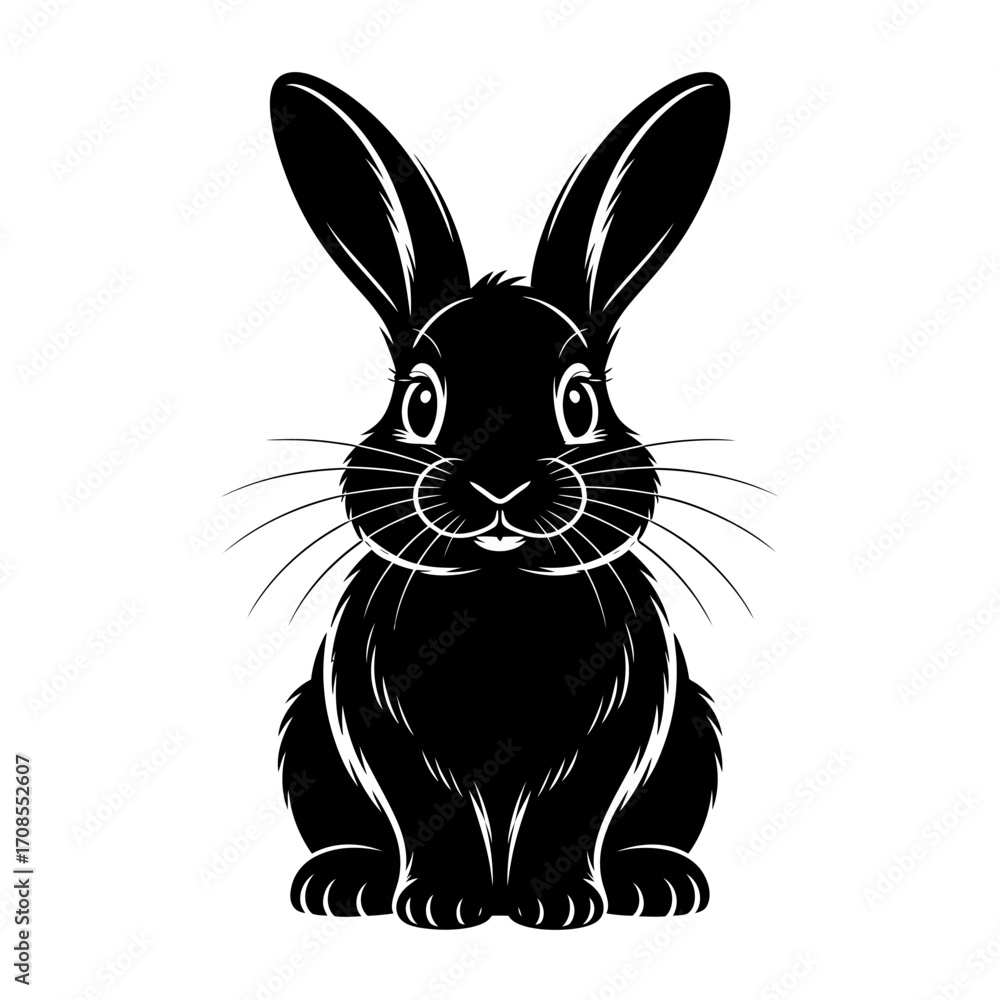 Fototapeta premium Cute Rabbit Silhouette Sitting Illustration