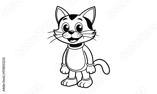 Felix Cat, kids line art doodle pattern design t shirt silhouette and vector, intricate line art design, relaxing printable, high-quality illustration for stress relief, art therapy activity.