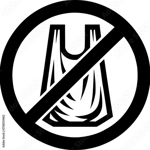 No Plastic Bag Sign: A simple yet powerful symbol representing the ban of plastic bags to promote the eco-friendly initiative and a commitment to environmental responsibility.