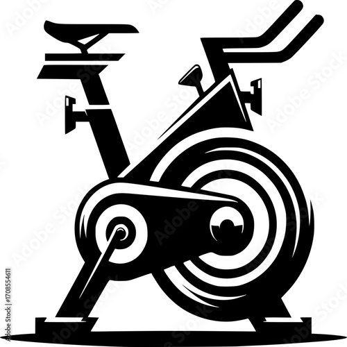 Indoor Cycling Fitness: A sleek, minimalist illustration of a stationary exercise bike, representing fitness, health and a commitment to physical activity and an active lifestyle.