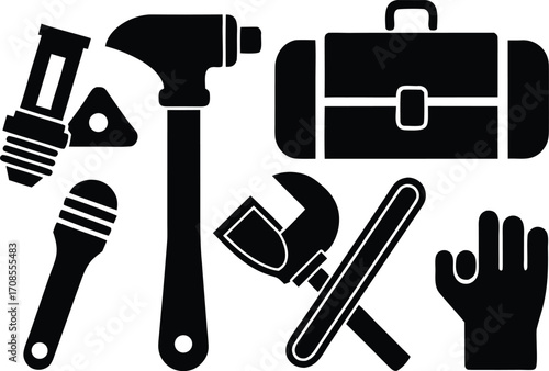 Plumbing tools icons set vector illustration scalable graphic design for professional services