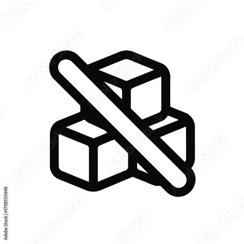 No Sugar Added Icon Showing Sugar Cubes with a Slash Line Healthy Lifestyle