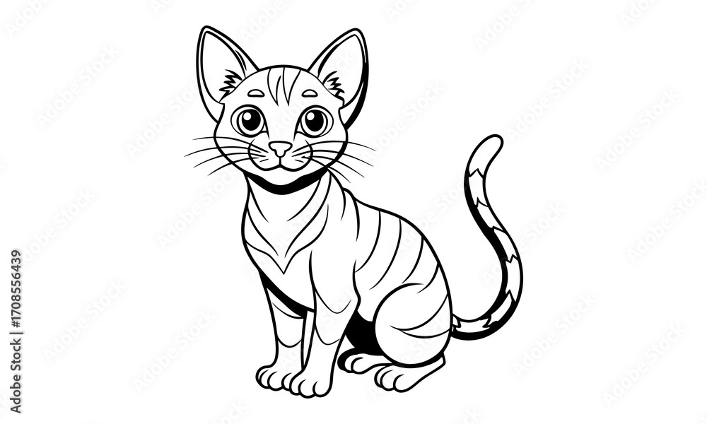 Fototapeta premium Salem Cat, kids line art doodle pattern design t shirt design silhouette and vector, detailed illustration, perfect for relaxation, stress relief, adult coloring books, printable art therapy.