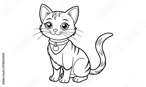 Salem Cat, kids line art doodle pattern design t shirt design silhouette and vector, detailed illustration, perfect for relaxation, stress relief, adult coloring books, printable art therapy.