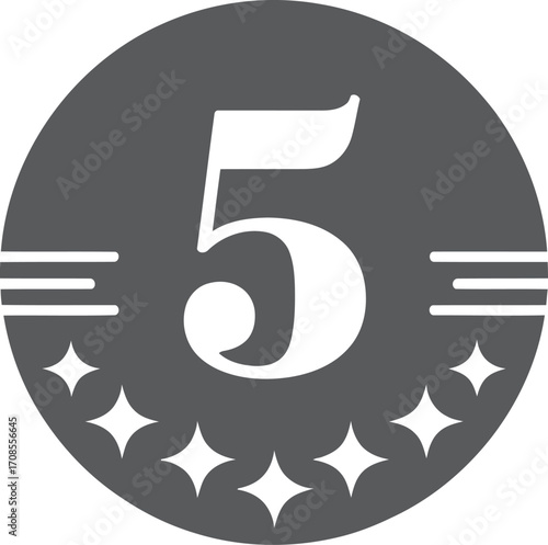Stylized number five inside oval with stars and stripes