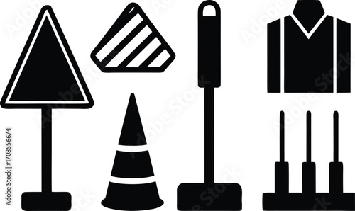 Vector set of road repair and safety icons scalable eps illustration