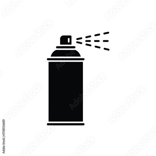 Black Spray Can Icon Illustrating Paint Application on White Background for Creative Projects