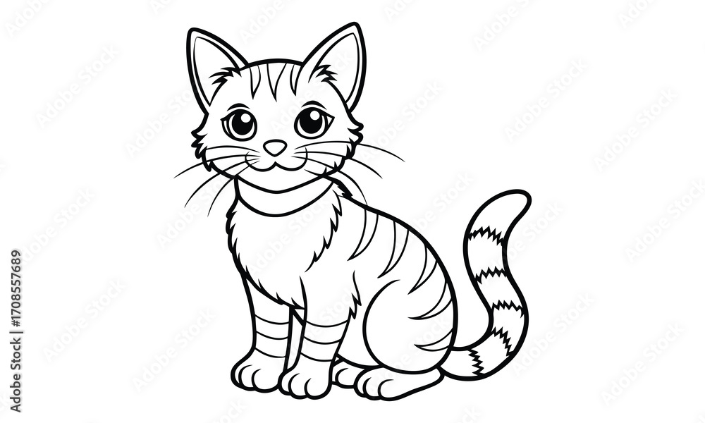 Obraz premium Salem Cat, kids line art doodle pattern design t shirt design silhouette and vector, detailed illustration, perfect for relaxation, stress relief, adult coloring books, printable art therapy.