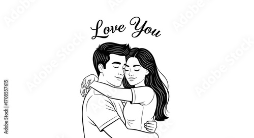 Tender embrace of a loving couple sharing a moment of deep connection and affection.