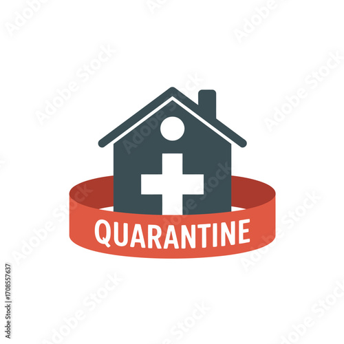 Symbolic representation of home quarantine and medical assistance during the pandemic situation