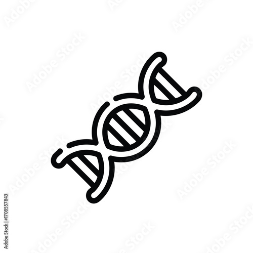 DNA molecule icon in black outline design a symbol of genetic code and heredity