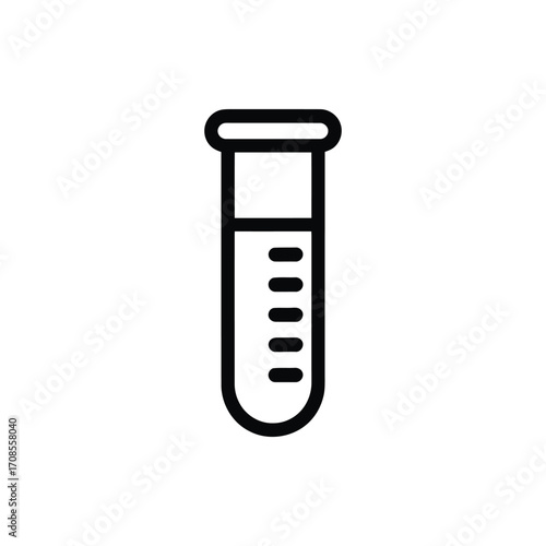 Outline icon of test tube with liquid sample scientific research and experiments