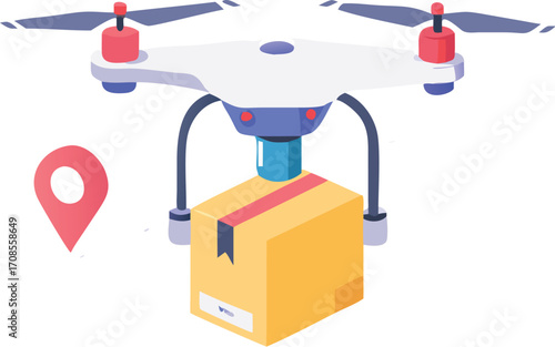 3D render of an industrial worker holding a cardboard box with technology in the background