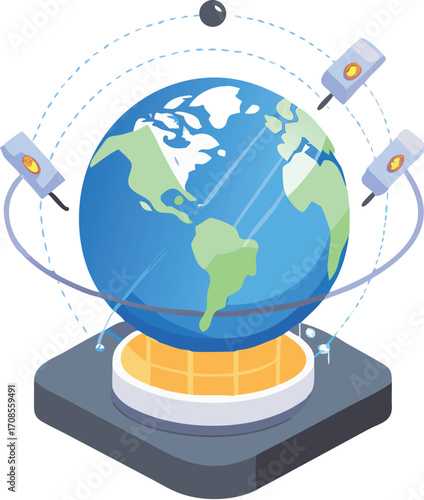 Global business communication is a web of interconnected networks on a laptop, connecting the world