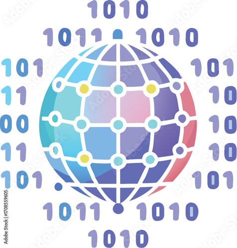 Global communication network of connected people and ideas, a technological and social structure representing business and community