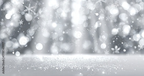 Silver winter bokeh background