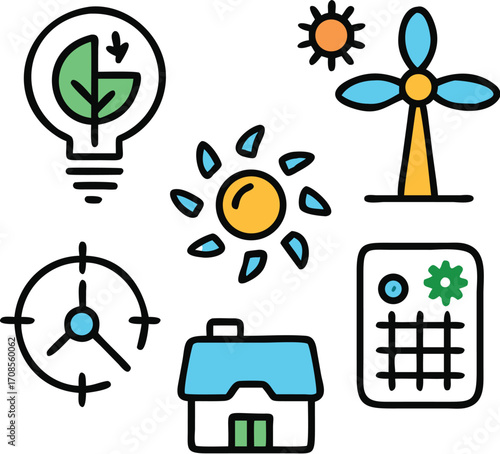 A vibrant vector set of ecology symbols and signs for web design