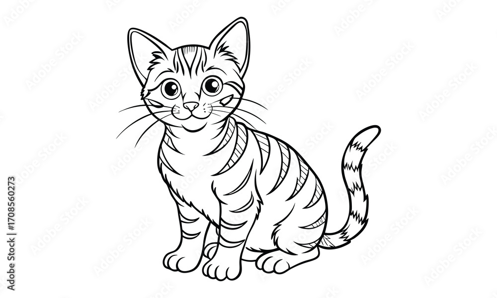 Obraz premium Ginger Cat, kids line art doodle pattern design t shirt design silhouette and vector, detailed illustration, perfect for relaxation, stress relief, adult coloring books, printable art therapy.