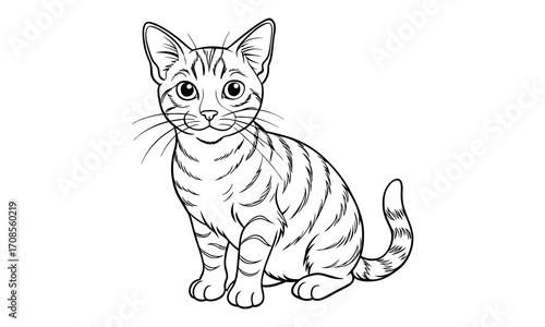 Ginger Cat, kids line art doodle pattern design t shirt design silhouette and vector, detailed illustration, perfect for relaxation, stress relief, adult coloring books, printable art therapy.