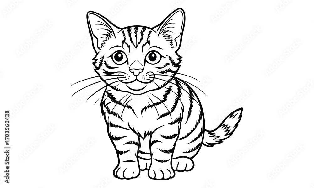 Obraz premium Ginger Cat, kids line art doodle pattern design t shirt design silhouette and vector, detailed illustration, perfect for relaxation, stress relief, adult coloring books, printable art therapy.