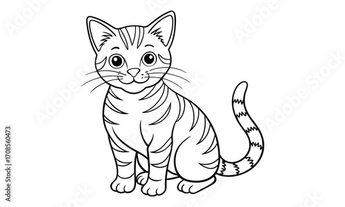 Ginger Cat, kids line art doodle pattern design t shirt design silhouette and vector, detailed illustration, perfect for relaxation, stress relief, adult coloring books, printable art therapy.