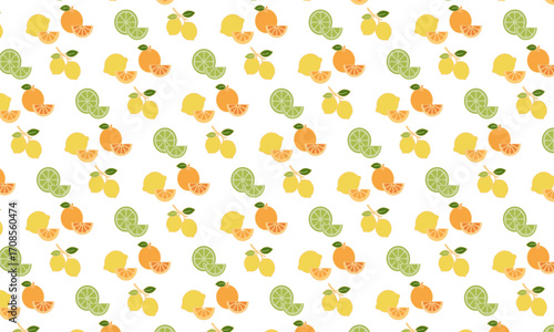 Fresh Citrus : Seamless Pattern with Lemons, Slices, and Oranges