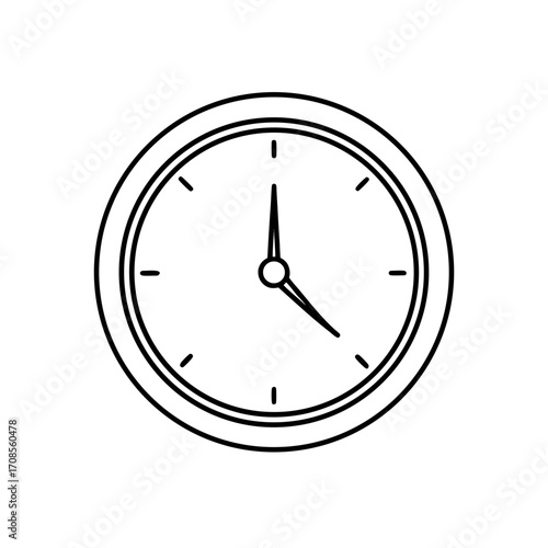 Simple round analog clock face on transparent background