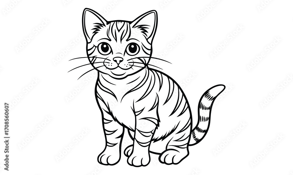 Obraz premium Ginger Cat, kids line art doodle pattern design t shirt design silhouette and vector, detailed illustration, perfect for relaxation, stress relief, adult coloring books, printable art therapy.
