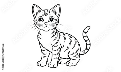 Ginger Cat, kids line art doodle pattern design t shirt design silhouette and vector, detailed illustration, perfect for relaxation, stress relief, adult coloring books, printable art therapy.