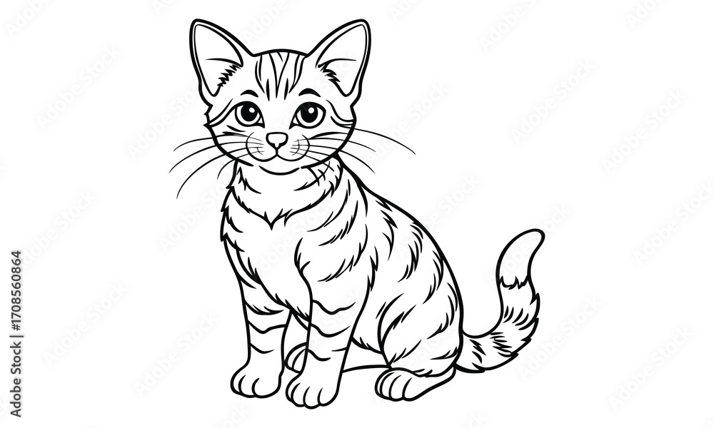 Obraz premium Ginger Cat, kids line art doodle pattern design t shirt design silhouette and vector, detailed illustration, perfect for relaxation, stress relief, adult coloring books, printable art therapy.