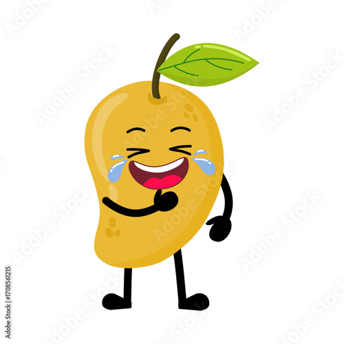 Cute Hand Drawn Funny Mango Laughing Out Loud
