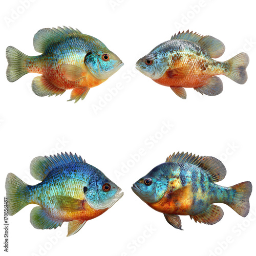  Bluegill AI Generated isolated on with white background