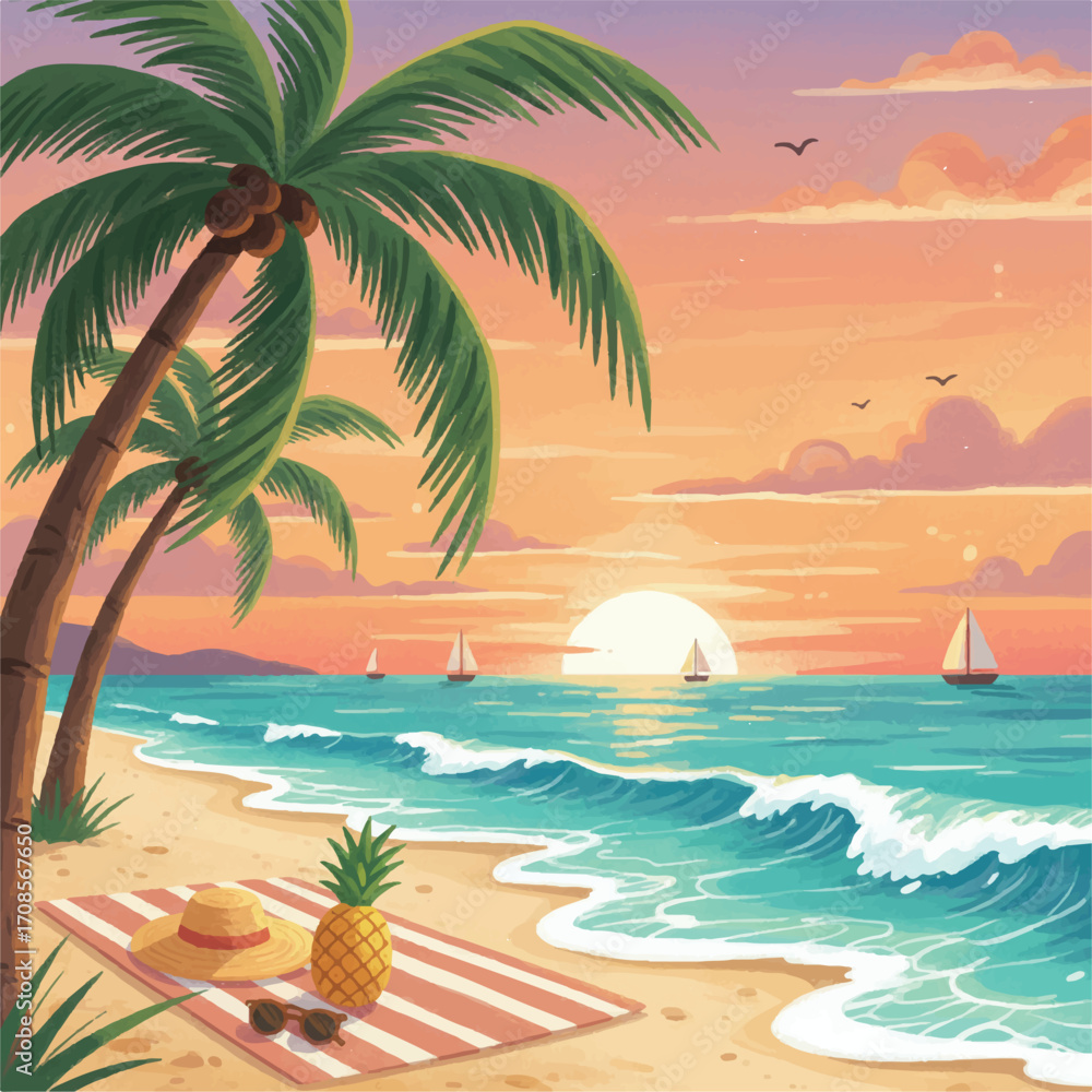 Obraz premium Vector Nature Landscape Illustration Art.