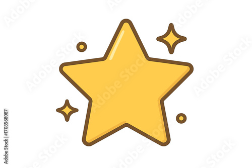 Star icon vector illustration. Golden sparkle symbol. Winner award sign. Quality rating concept. Success achievement trophy. Favorite best choice. Cartoon flat design isolated.