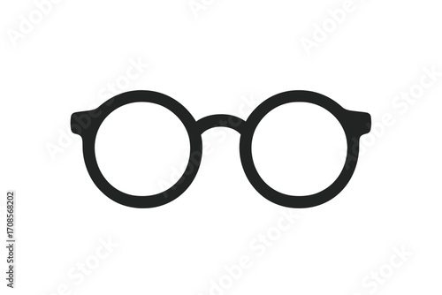 Glasses icon vector silhouette. Eyeglasses symbol. Round spectacles sign for optical store. Geek, nerd or hipster fashion style. Vintage retro accessory. Eye care vision.