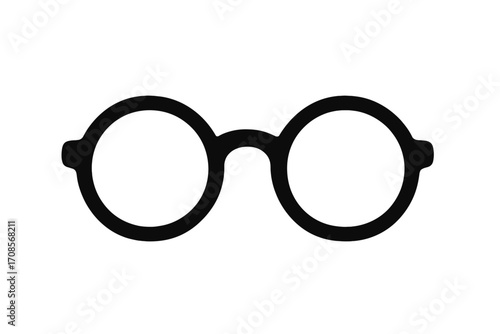 Round eyeglasses silhouette icon. Vintage glasses frame for nerd or geek style. Retro fashion accessory symbol. Optic vision, reading, or eyesight correction concept vector.