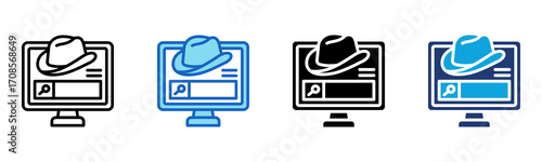 Black Hat Seo icon Multi Style Vector Illustration